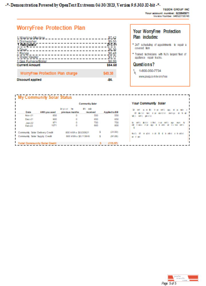New York PSEG utility business bill, page 5. SCR PSD template
